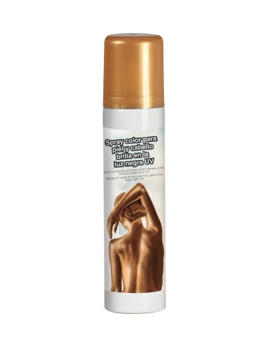Spray corpo oro glitter per effetto dorato brillante su pelle, make-up artistico per costumi
