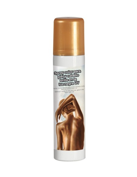 Spray corpo oro glitter per effetto dorato brillante su pelle, make-up artistico per costumi