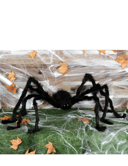 Ragno decorativo nero gigante 150 cm con zampe lunghe per Halloween e feste horror