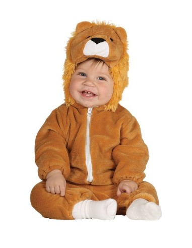 Costume da leone neonato con tutina marrone e cappuccio con criniera per bambini 12-24 mesi