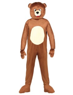 Costume orso marrone con testa maschera e zampe per Carnevale e feste a tema animali