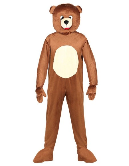 Costume orso marrone con testa maschera e zampe per Carnevale e feste a tema animali